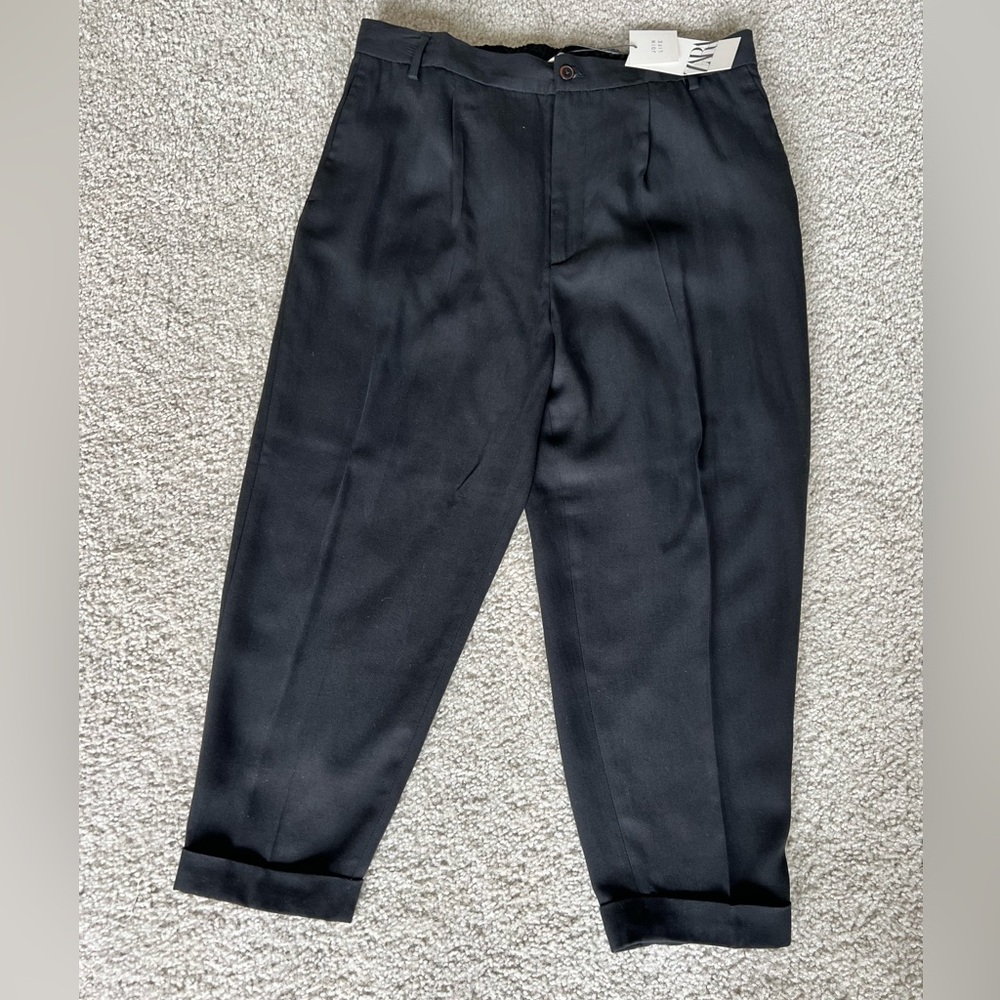 Zara black tencel pants size XL NWT